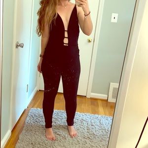 Boohoo black Sexy Jumpsuit size 6 like new party